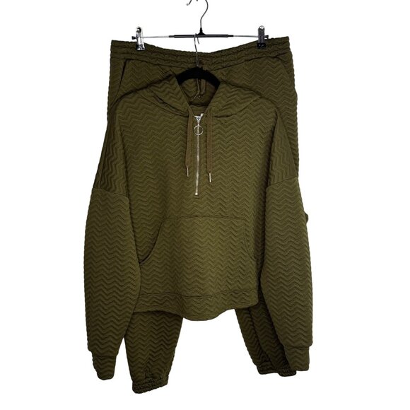 Primark‎ Cares Olive Green Hooded Tracksuit Chevron. Bottom L, Top Oversized 2XL - Picture 1 of 13